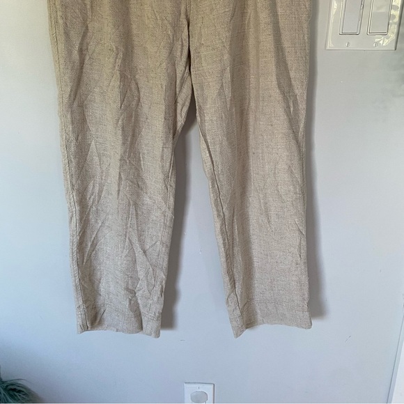 Free People Womens Sand Lyla Linen Wide Leg Trousers Pants Size 4 - Picture 6 of 9
